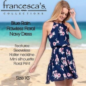 Francesca’s Blue Rain Flawless Floral Navy Dress